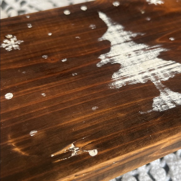 Rustic Wooden Riser Display Stand Plant Riser Snowy Trees Handmade - Picture 5 of 6